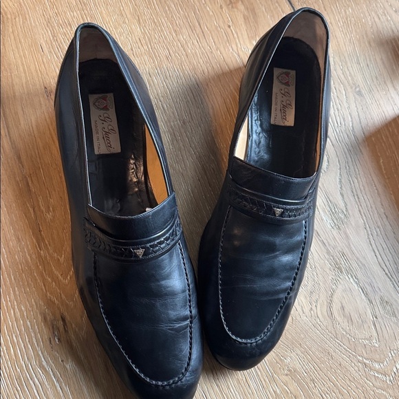Vintage Gucci loafers Men’s 44.5/11-11.5 Black leather braided logo old money